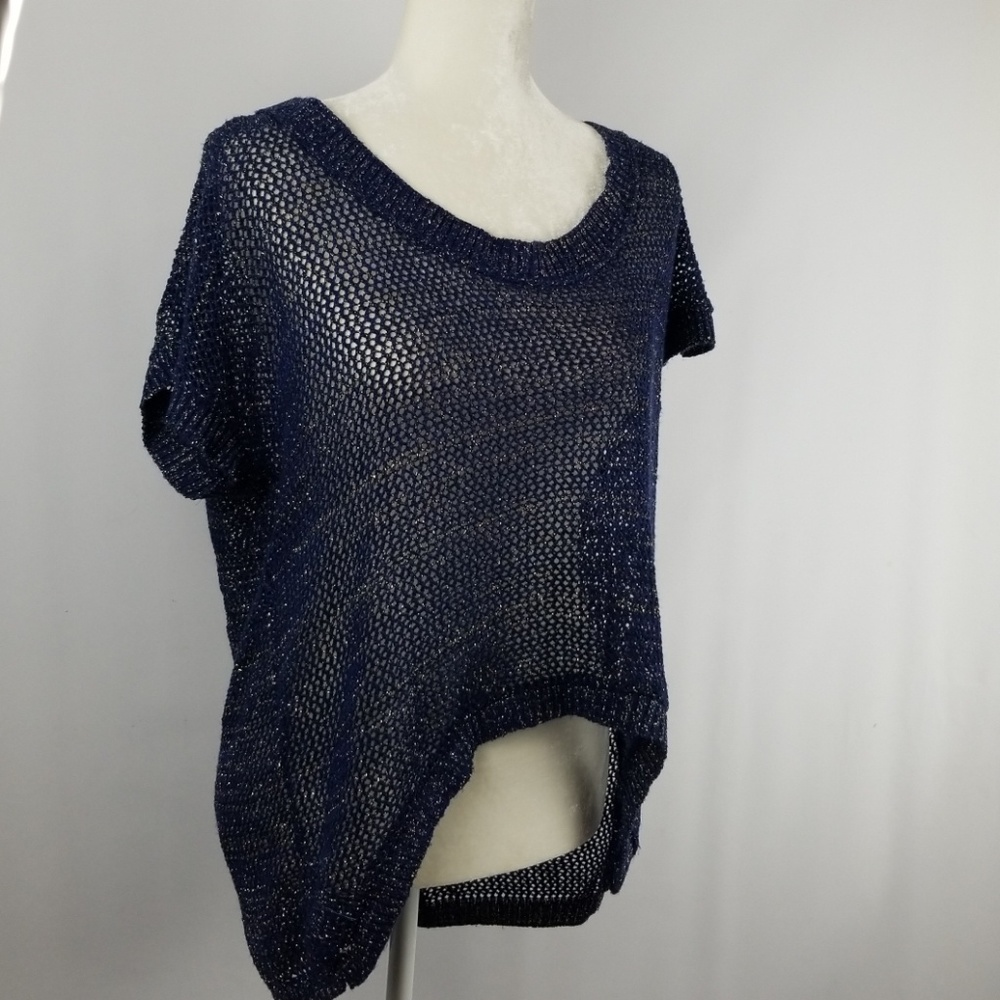 Bisou Bisou Short Sleeved Indigo Shimmer Sweater